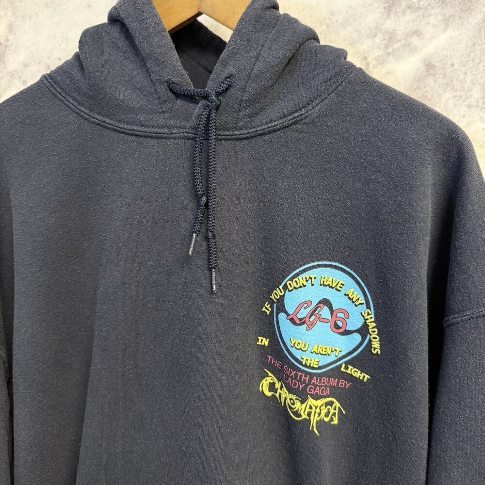 Lady Gaga Chromatica 6th Album Hoodie Sweatshirt Mens XL Blue